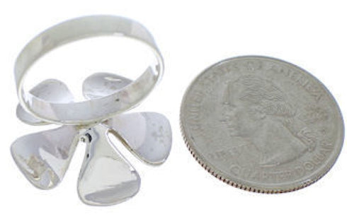 Turquoise Inlay Sterling Silver Southwest Flower Ring Size 4-3/4 RX88414